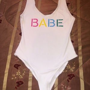 White BABE bodysuit